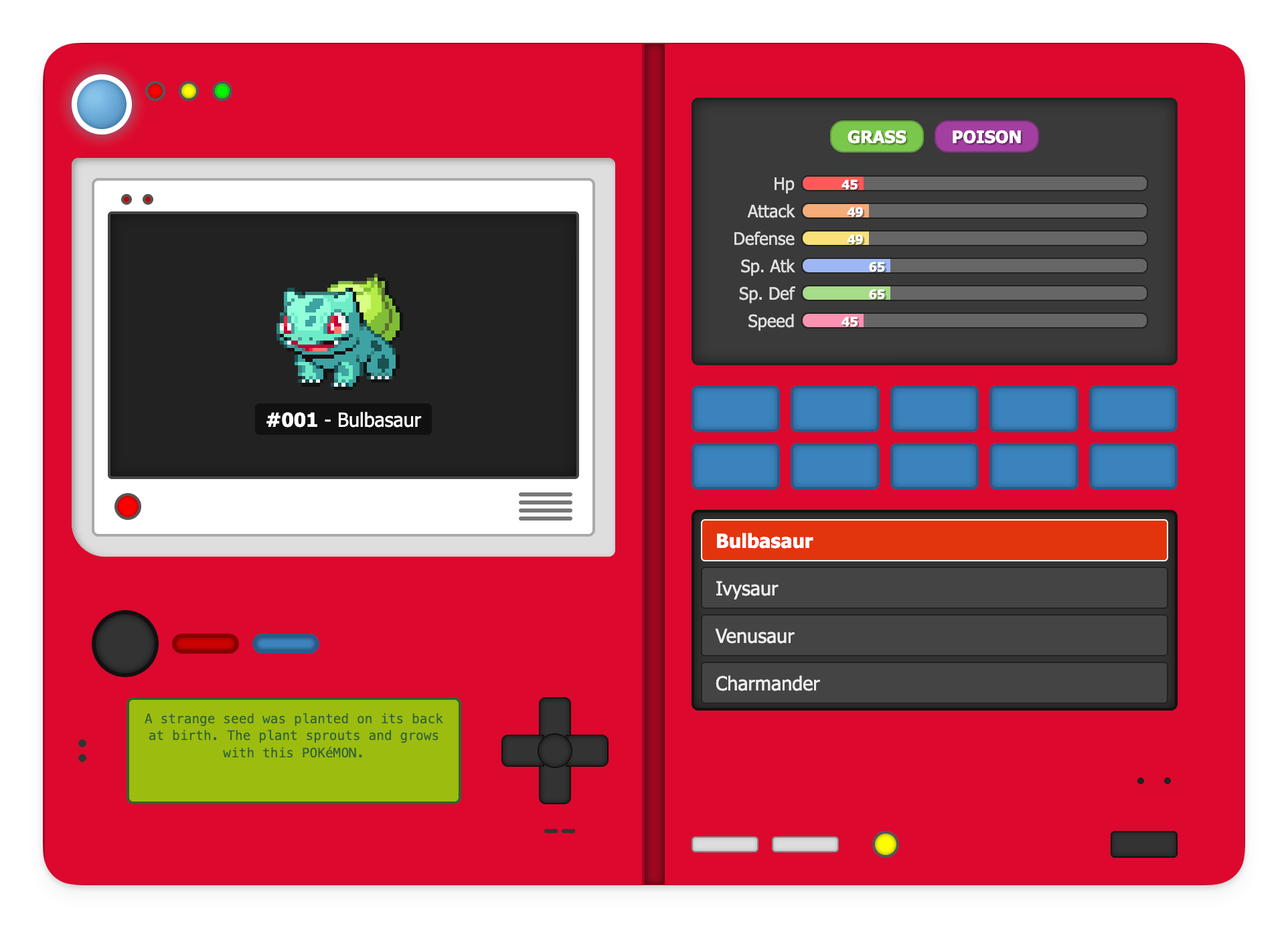 A screenshot of the Pokédex I designed & developed with Gemini